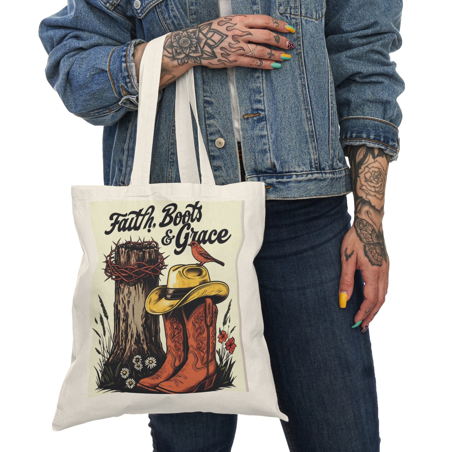 Rustic Faith Tote Bag - Country Chic Style for Everyday Use, Perfect for Gifts, Farmers Markets, or Casual Outings