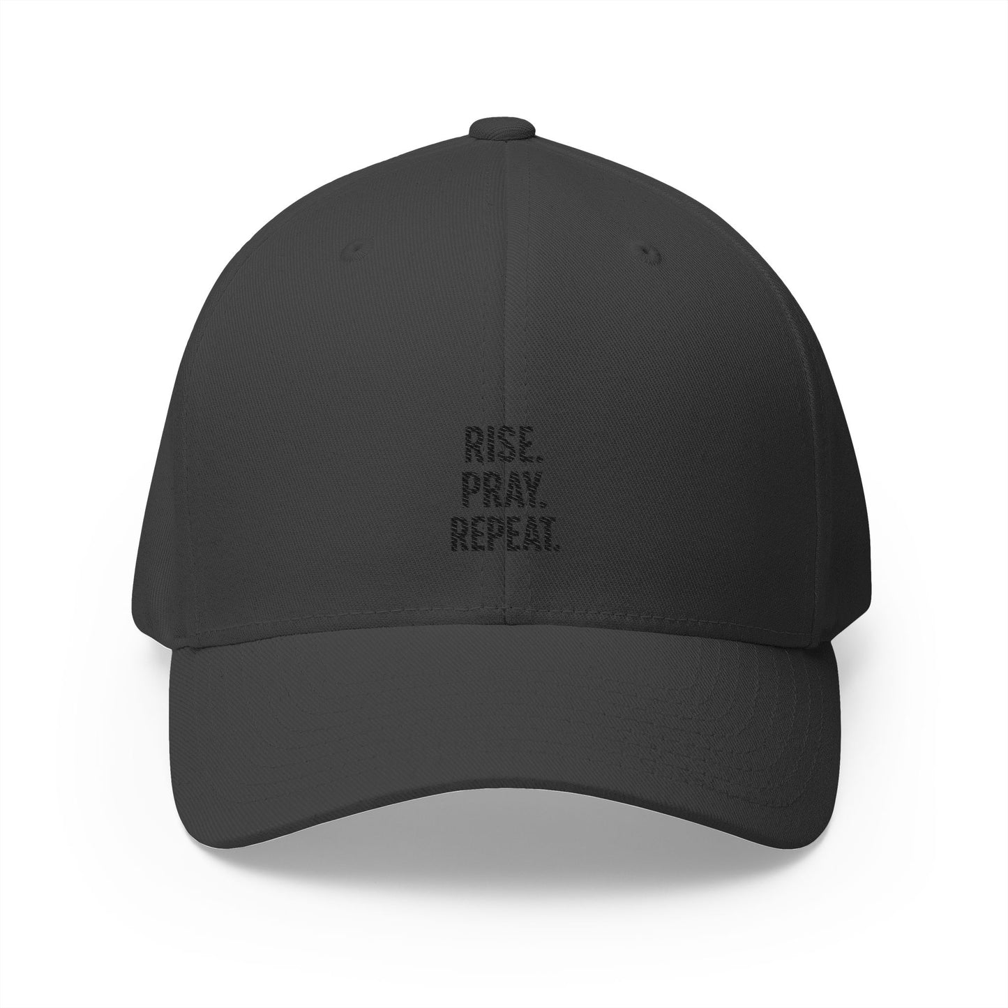 Pray & Rise Cap - Motivational Closed-Back Hat for Faith, Spirituality, Gifts, Daily Inspiration, Embroidered Apparel