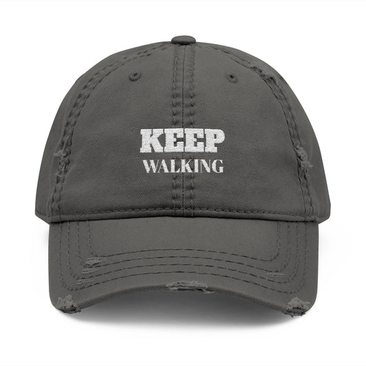 Distressed Dad Hat with 'Keep Walking' Embroidery | Vintage Cap for Dads | Casual Gift | Everyday Wear | Outdoor Adventures