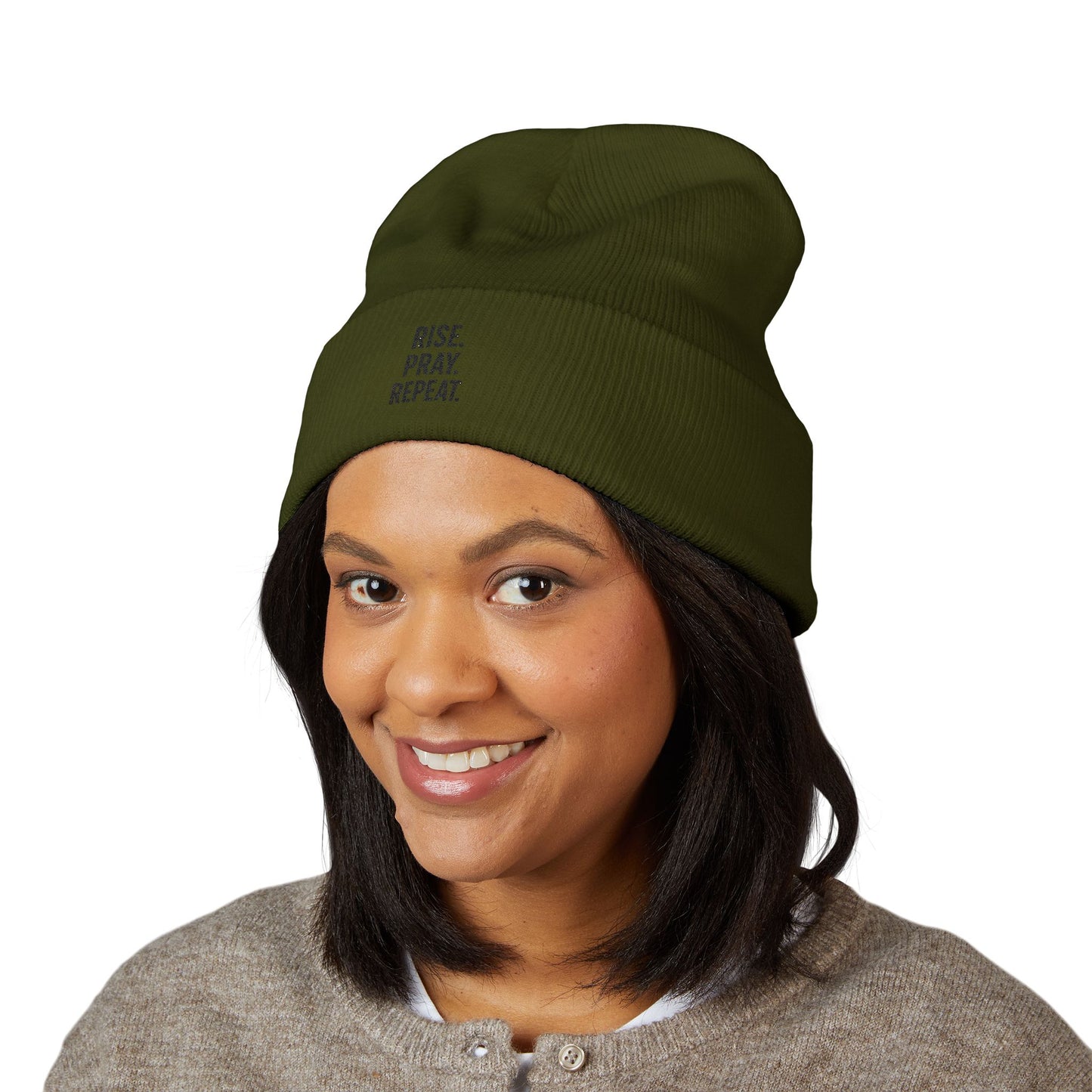 Rise Pray Repeat, cuffed beanie Hat, Gift for Her, Beanie for God Lovers, Cozy Style for All Occasions