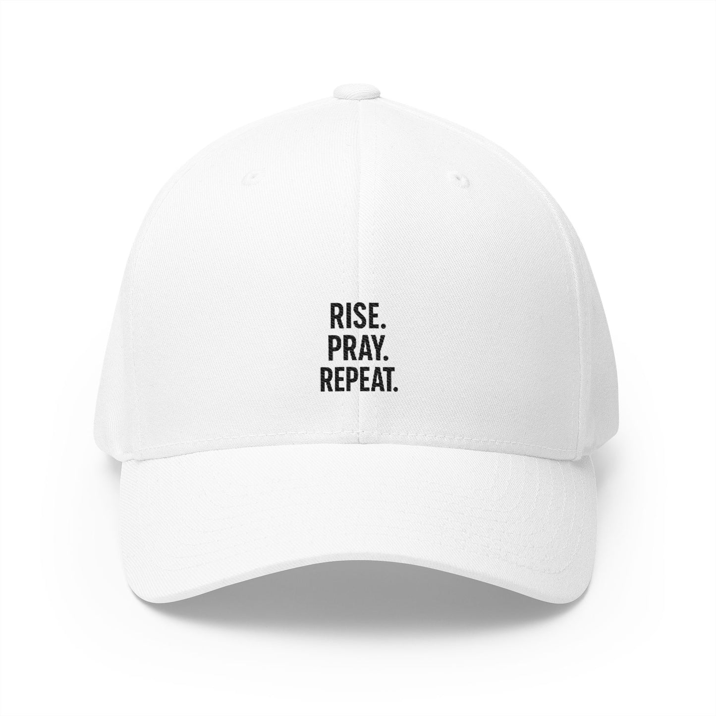 Pray & Rise Cap - Motivational Closed-Back Hat for Faith, Spirituality, Gifts, Daily Inspiration, Embroidered Apparel