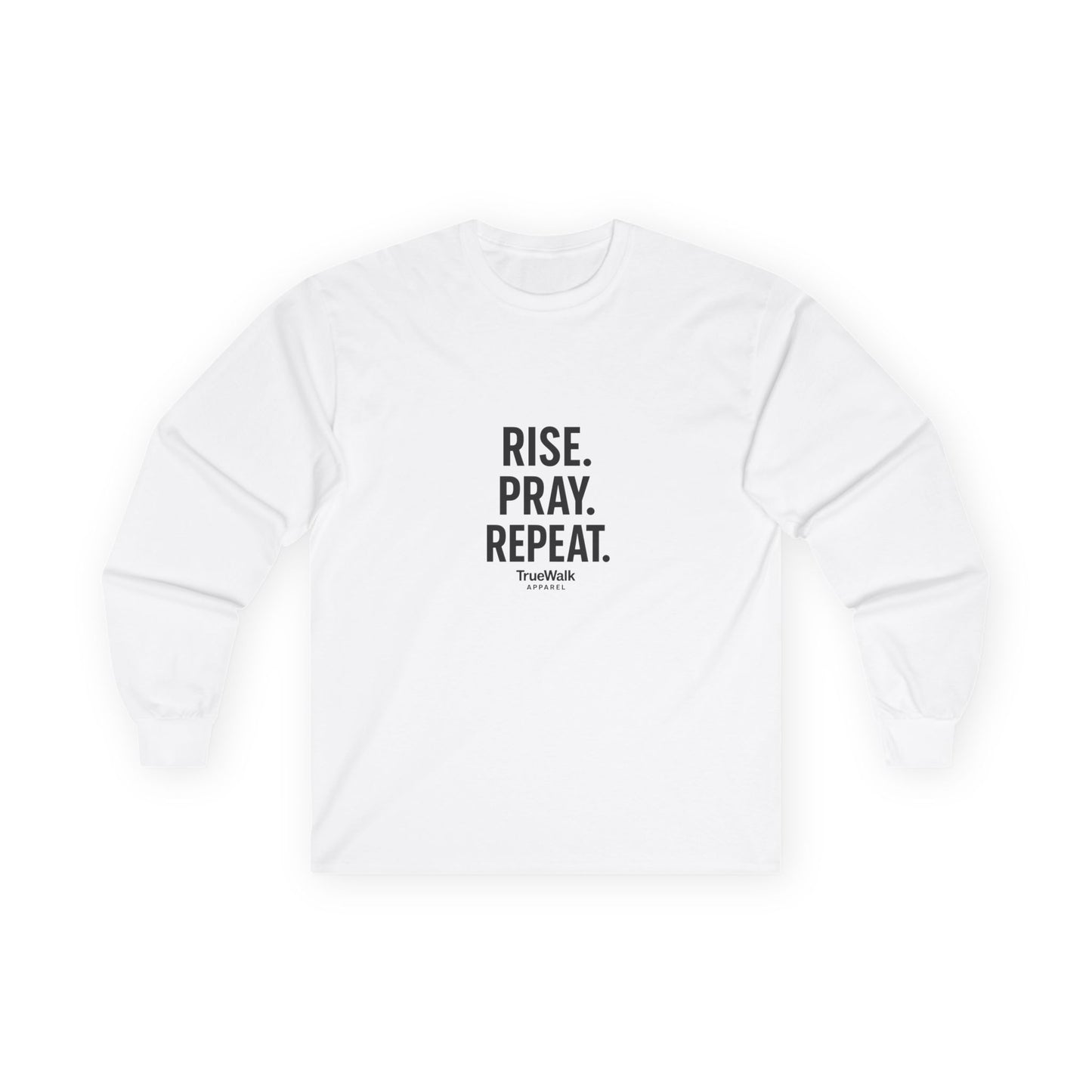 Inspirational Long Sleeve Tee | RISE. PRAY. REPEAT. | Faith-Based Apparel, Everyday Wear, Gift for Him/Her, Spiritual Motto, Cozy Shirt