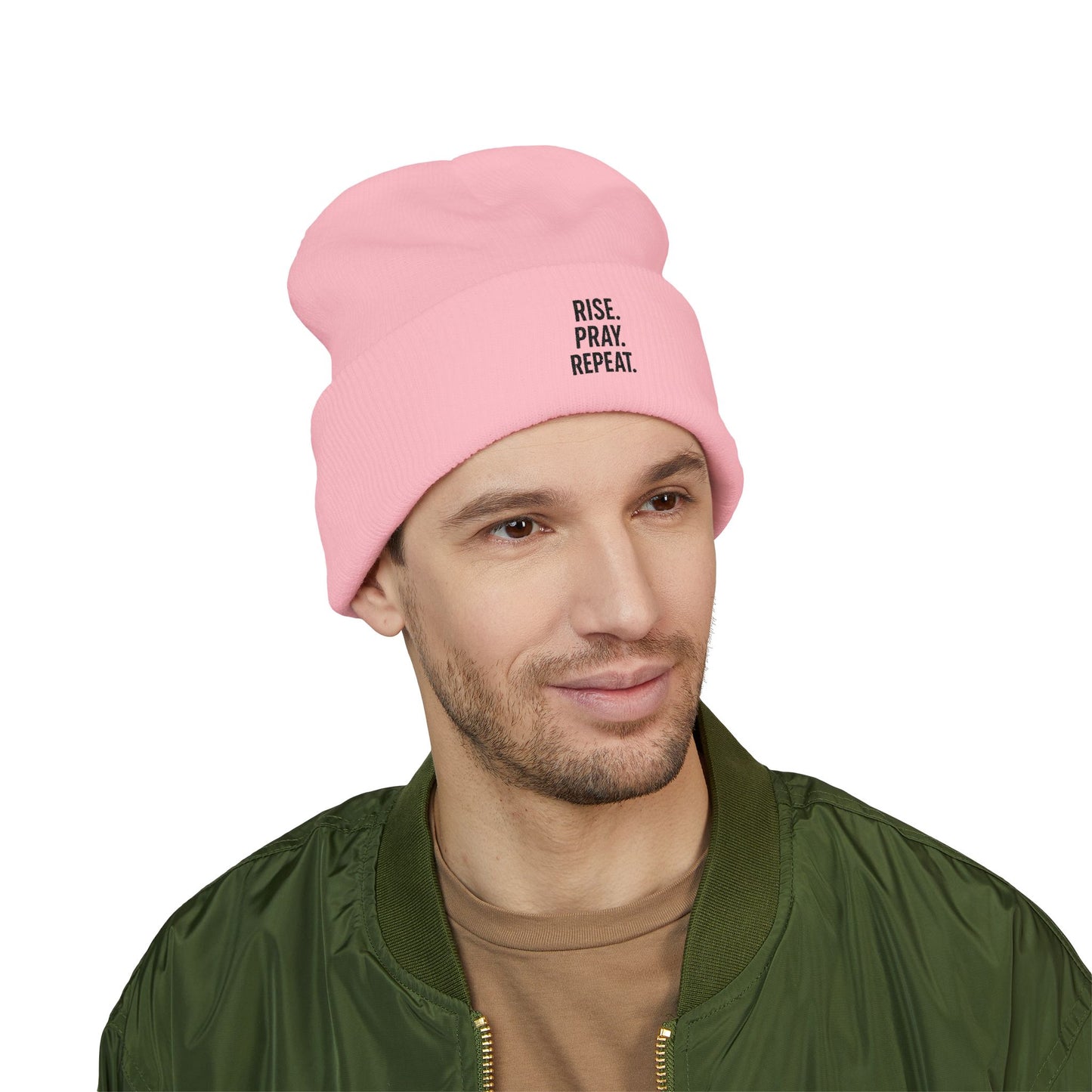 Rise Pray Repeat, cuffed beanie Hat, Gift for Her, Beanie for God Lovers, Cozy Style for All Occasions