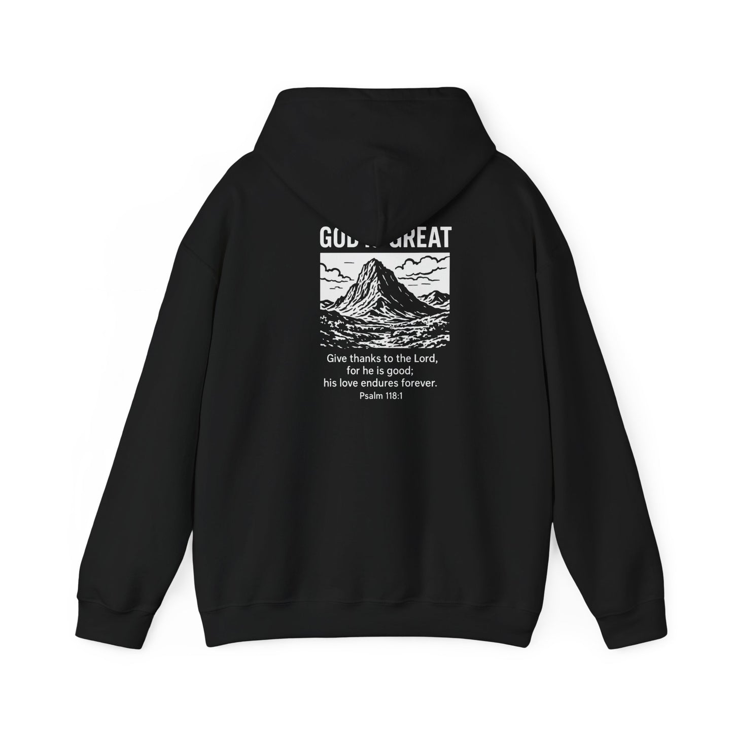 Faith-Inspired Hooded Sweatshirt with Psalm 136:1, Cozy Unisex Apparel for Cold Days, Perfect Gift for Worshippers, Casual Wear, [...]
