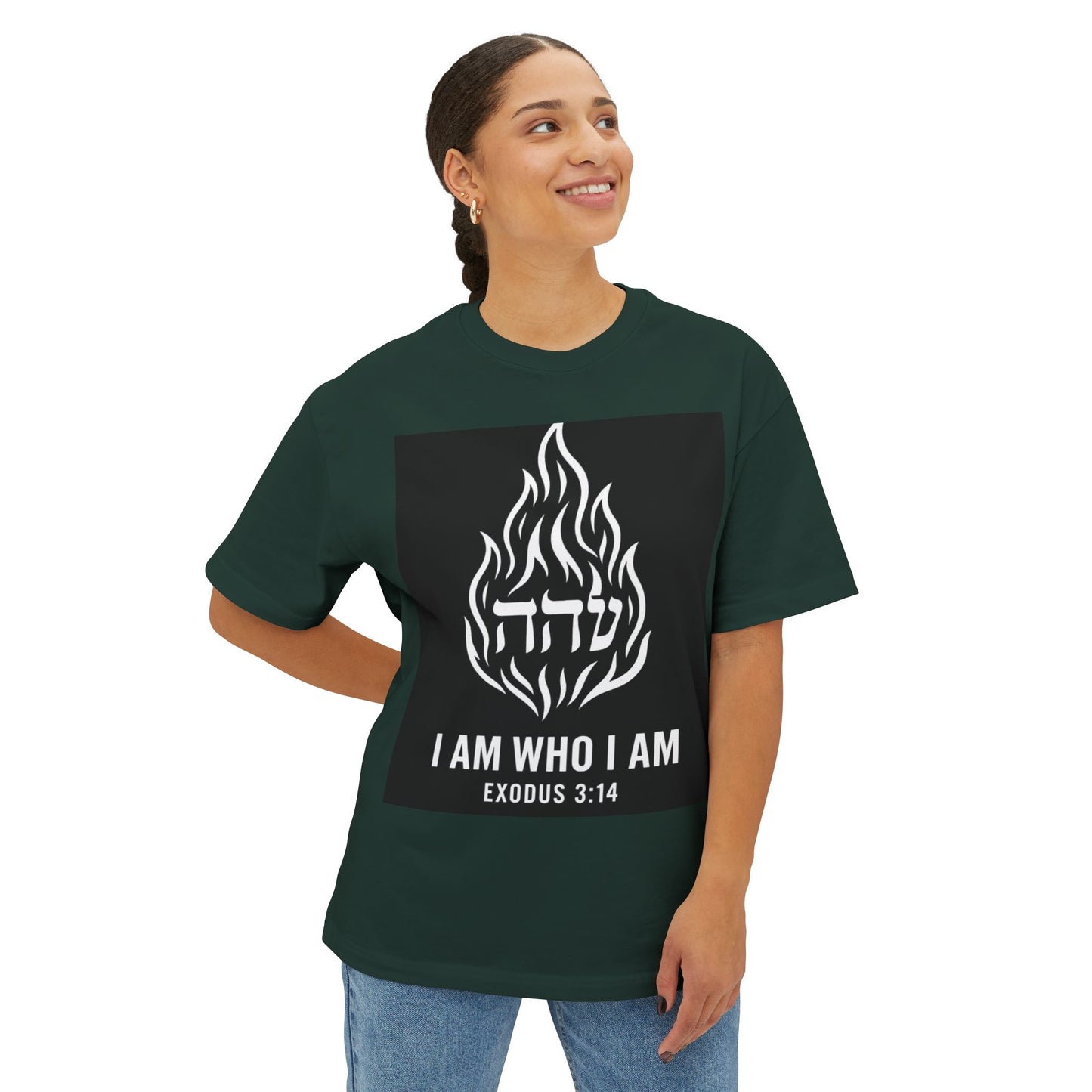 Unisex Oversized Tee - I AM WHO I AM, Inspirational Graphic T-Shirt, Faith Apparel, Christian Gift, Everyday Comfort