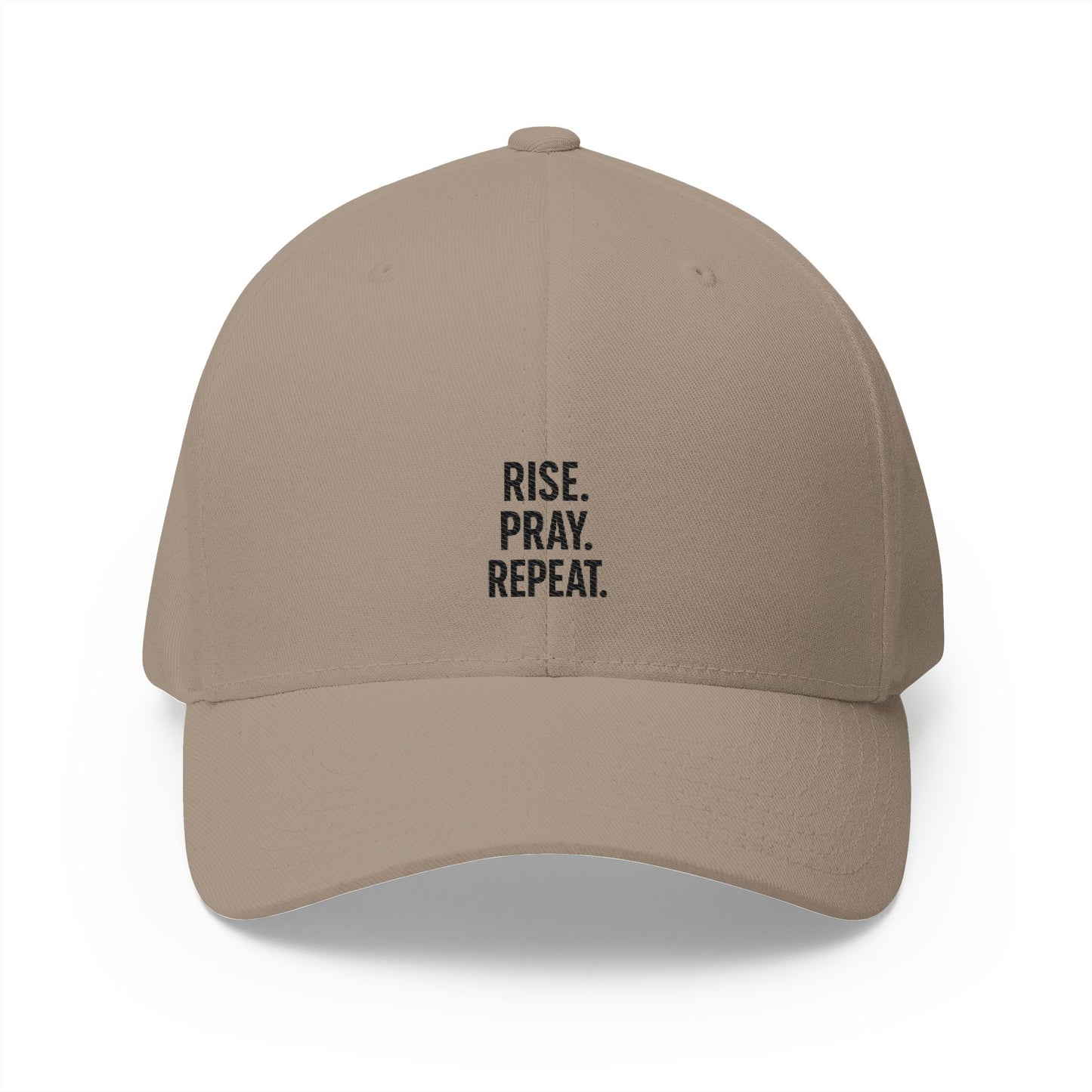 Pray & Rise Cap - Motivational Closed-Back Hat for Faith, Spirituality, Gifts, Daily Inspiration, Embroidered Apparel