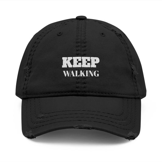 Distressed Dad Hat with 'Keep Walking' Embroidery | Vintage Cap for Dads | Casual Gift | Everyday Wear | Outdoor Adventures