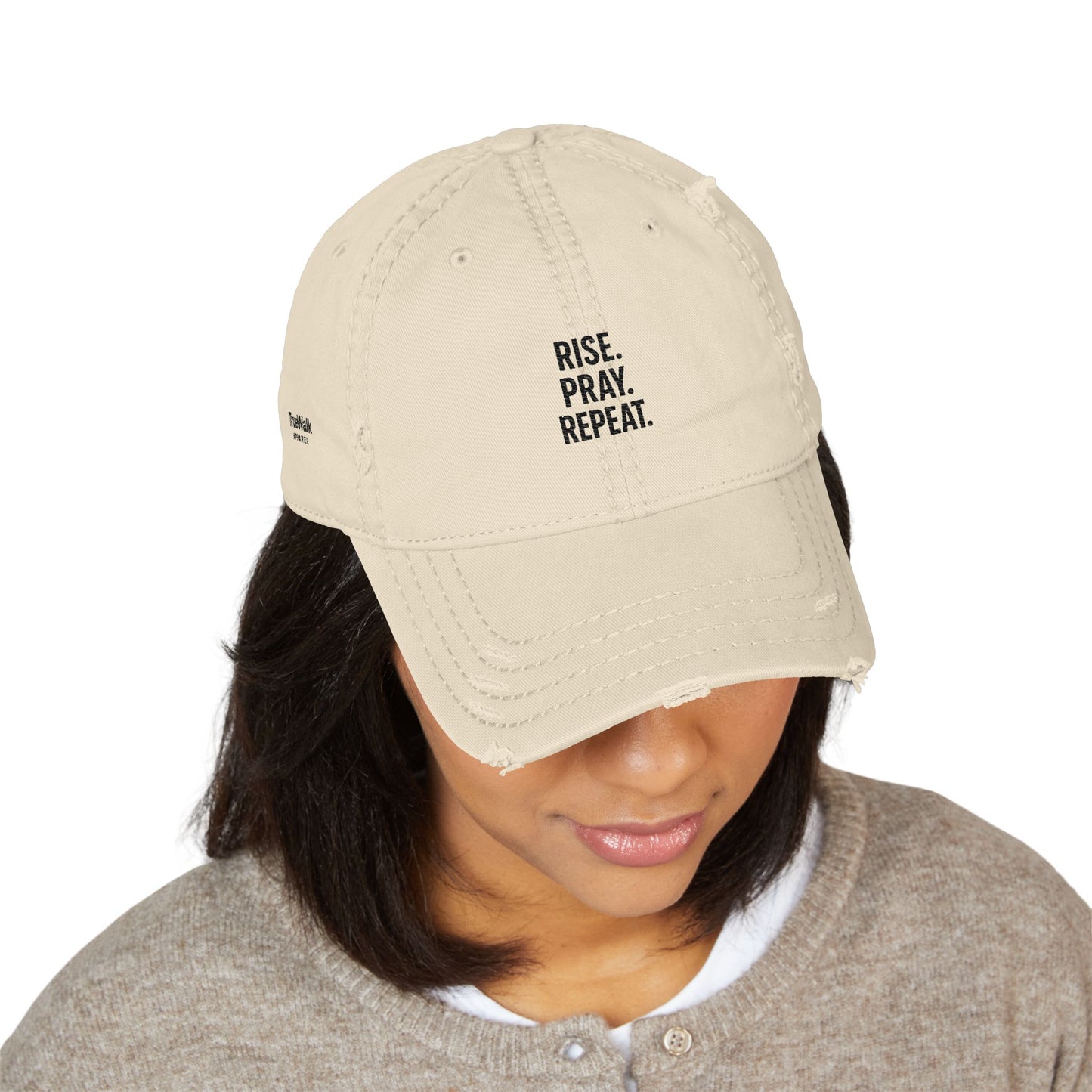 Distressed Dad Hat Rise, Paw, Repeat