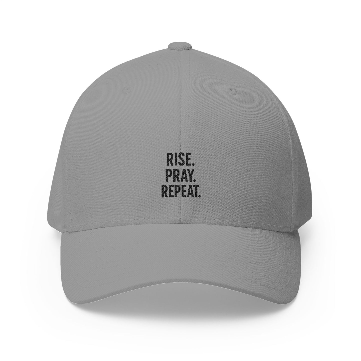 Pray & Rise Cap - Motivational Closed-Back Hat for Faith, Spirituality, Gifts, Daily Inspiration, Embroidered Apparel