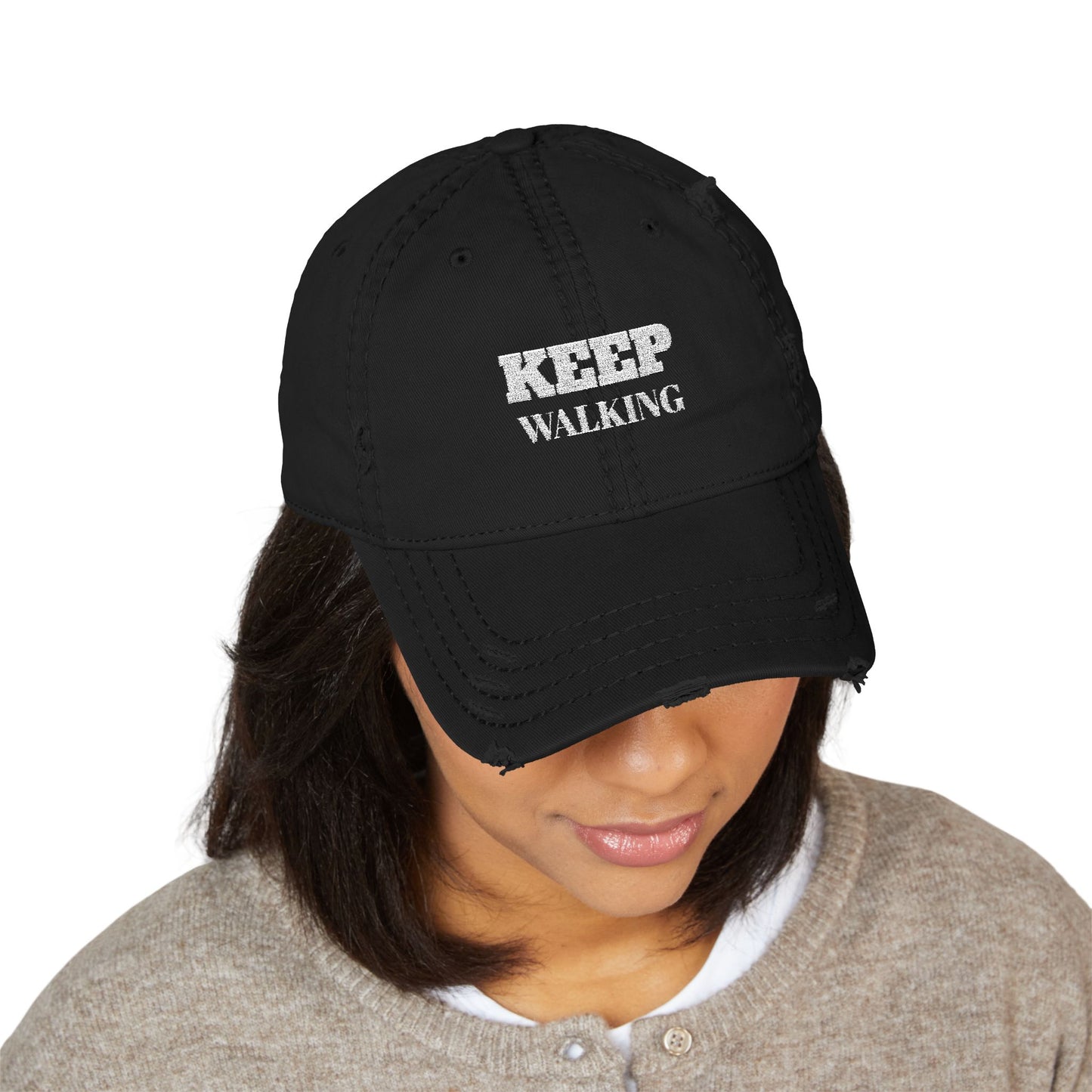 Distressed Dad Hat with 'Keep Walking' Embroidery | Vintage Cap for Dads | Casual Gift | Everyday Wear | Outdoor Adventures