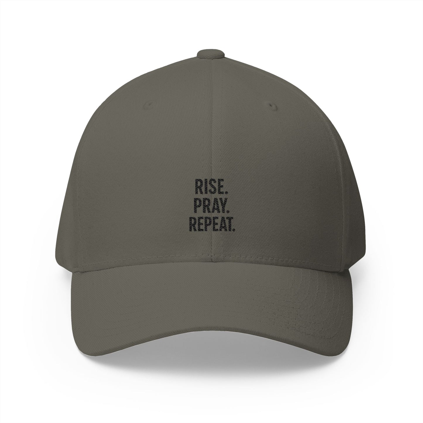 Pray & Rise Cap - Motivational Closed-Back Hat for Faith, Spirituality, Gifts, Daily Inspiration, Embroidered Apparel