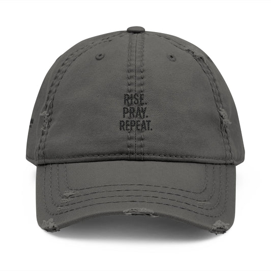 Distressed Dad Hat Rise, Paw, Repeat