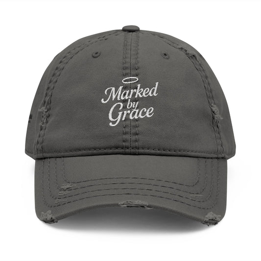 'Marked by Grace' Embroidery | distressed dad cap
