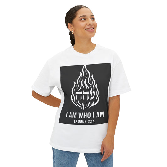 Unisex Oversized Tee - I AM WHO I AM, Inspirational Graphic T-Shirt, Faith Apparel, Christian Gift, Everyday Comfort