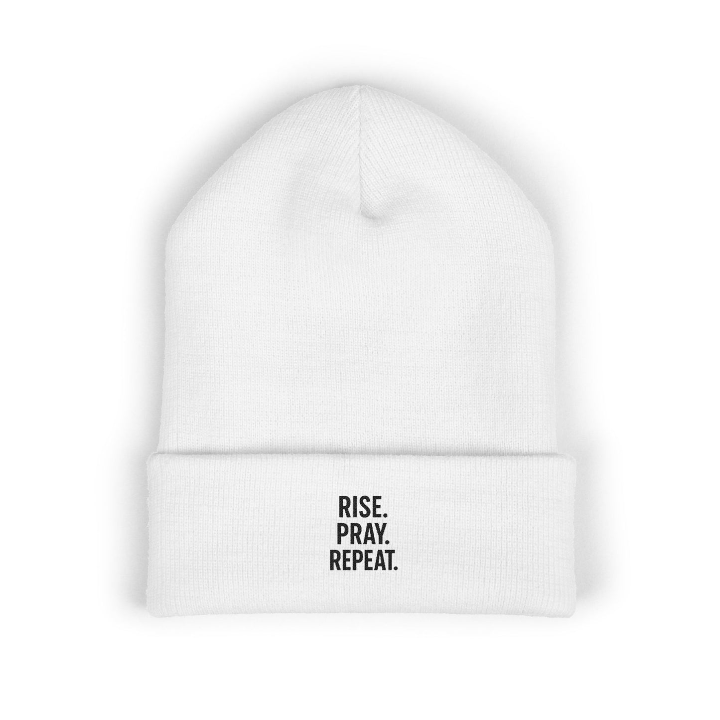 Rise Pray Repeat, cuffed beanie Hat, Gift for Her, Beanie for God Lovers, Cozy Style for All Occasions