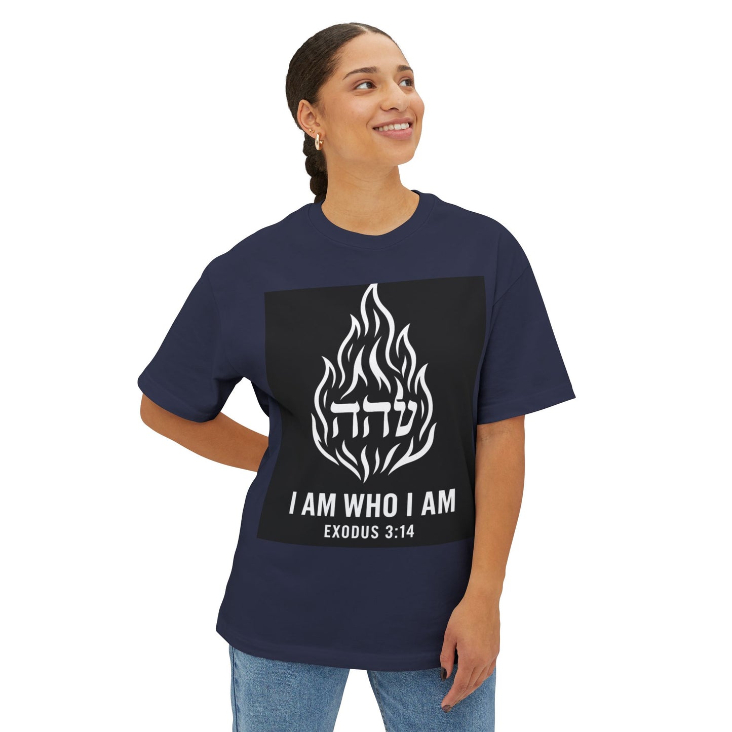 Unisex Oversized Tee - I AM WHO I AM, Inspirational Graphic T-Shirt, Faith Apparel, Christian Gift, Everyday Comfort