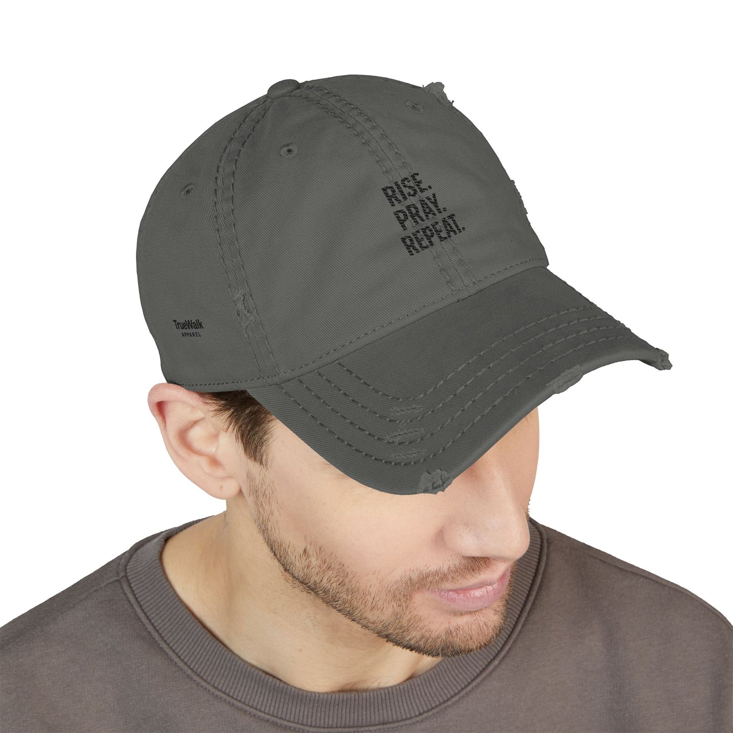Distressed Dad Hat Rise, Paw, Repeat